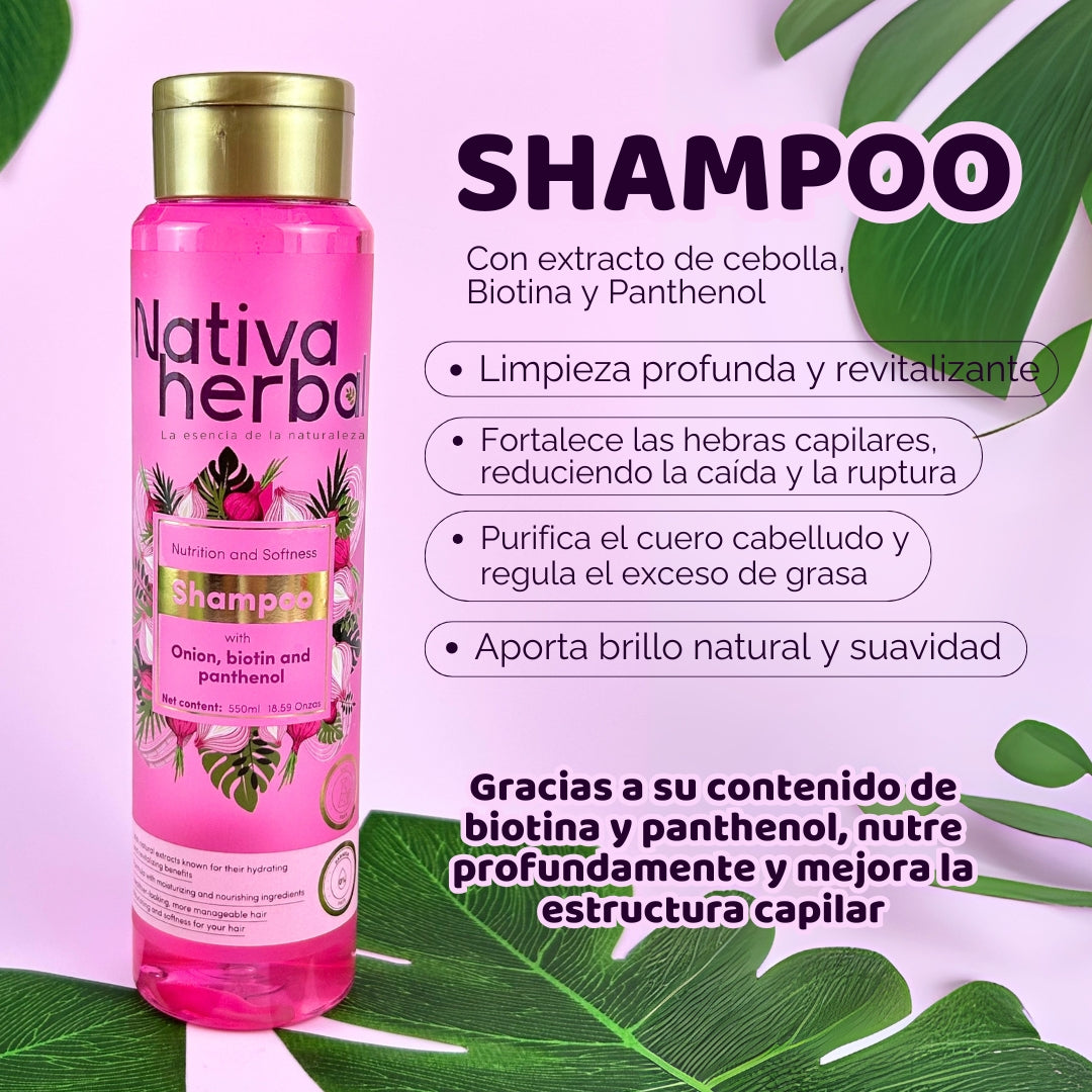 Nativa Herbal Onion Shampoo with Biotin and Panthenol x 550ml