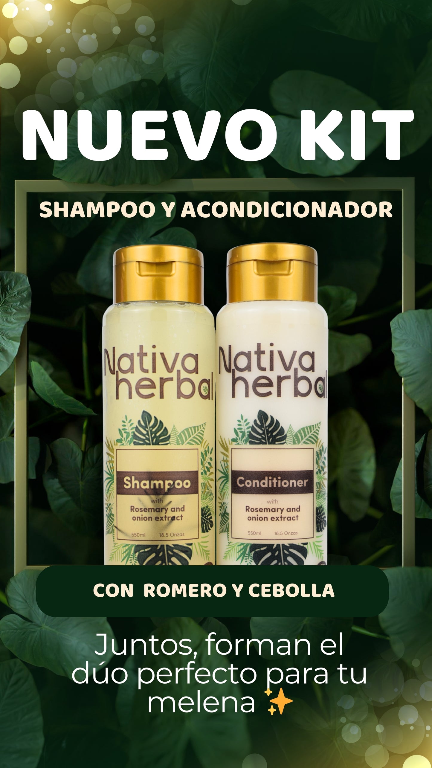 NATIVA HERBAL ONION, ROSEMARY SHAMPOO AND HAIR TREATMENT SET. - NATIVA HERBAL