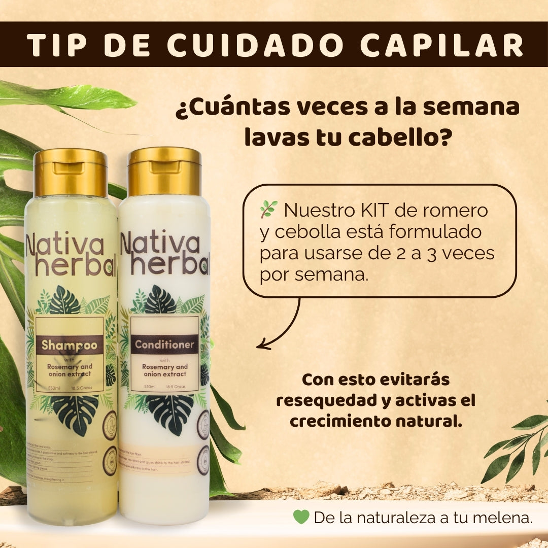 NATIVA HERBAL ONION, ROSEMARY SHAMPOO AND HAIR TREATMENT SET. - NATIVA HERBAL