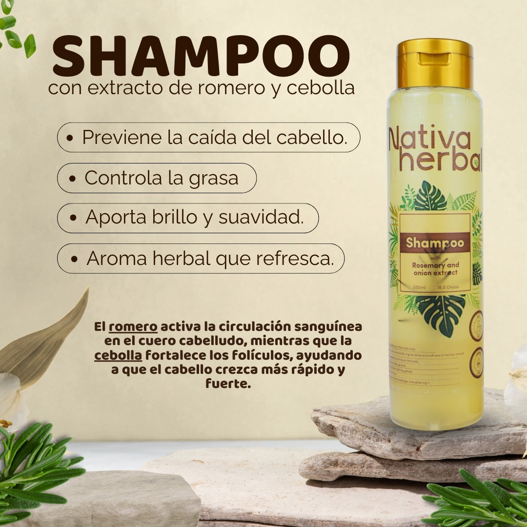 Shampoo de cebolla y romero colombiano