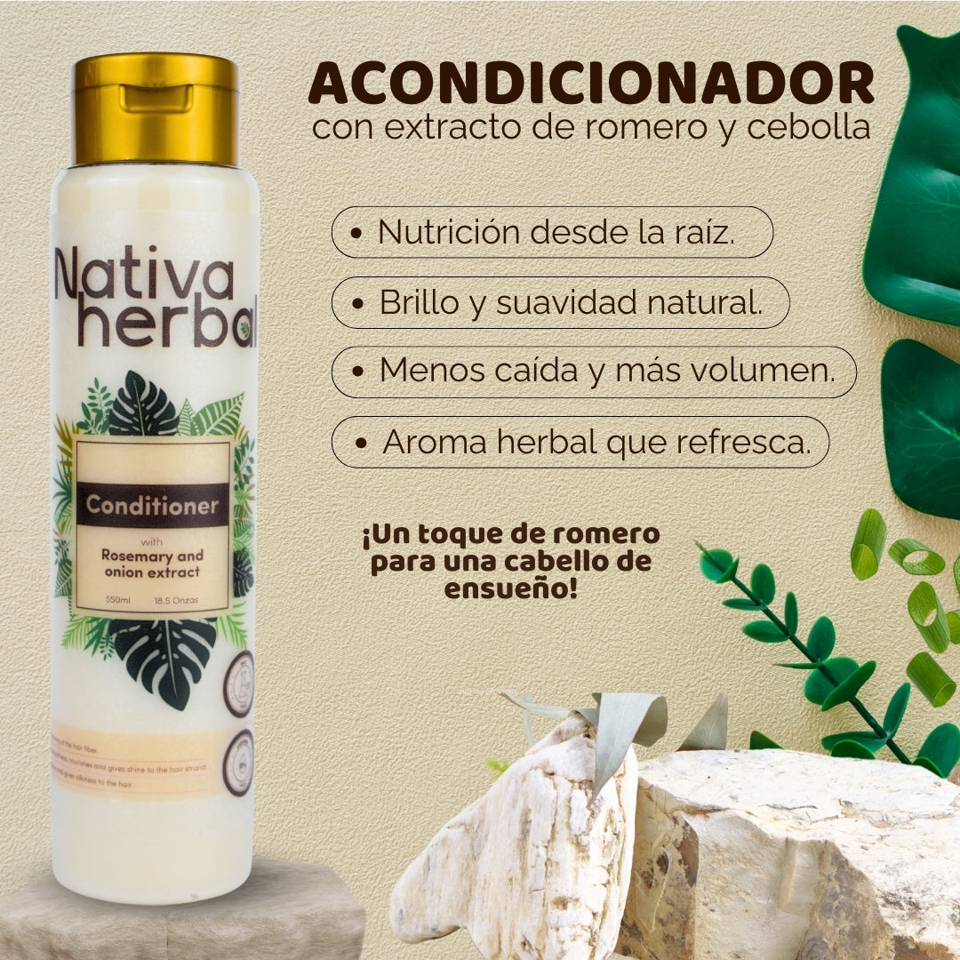 NATIVA HERBAL ROSEMARY CONDITIONER WITH ONION EXTRACT 550 ML - NATIVA HERBAL