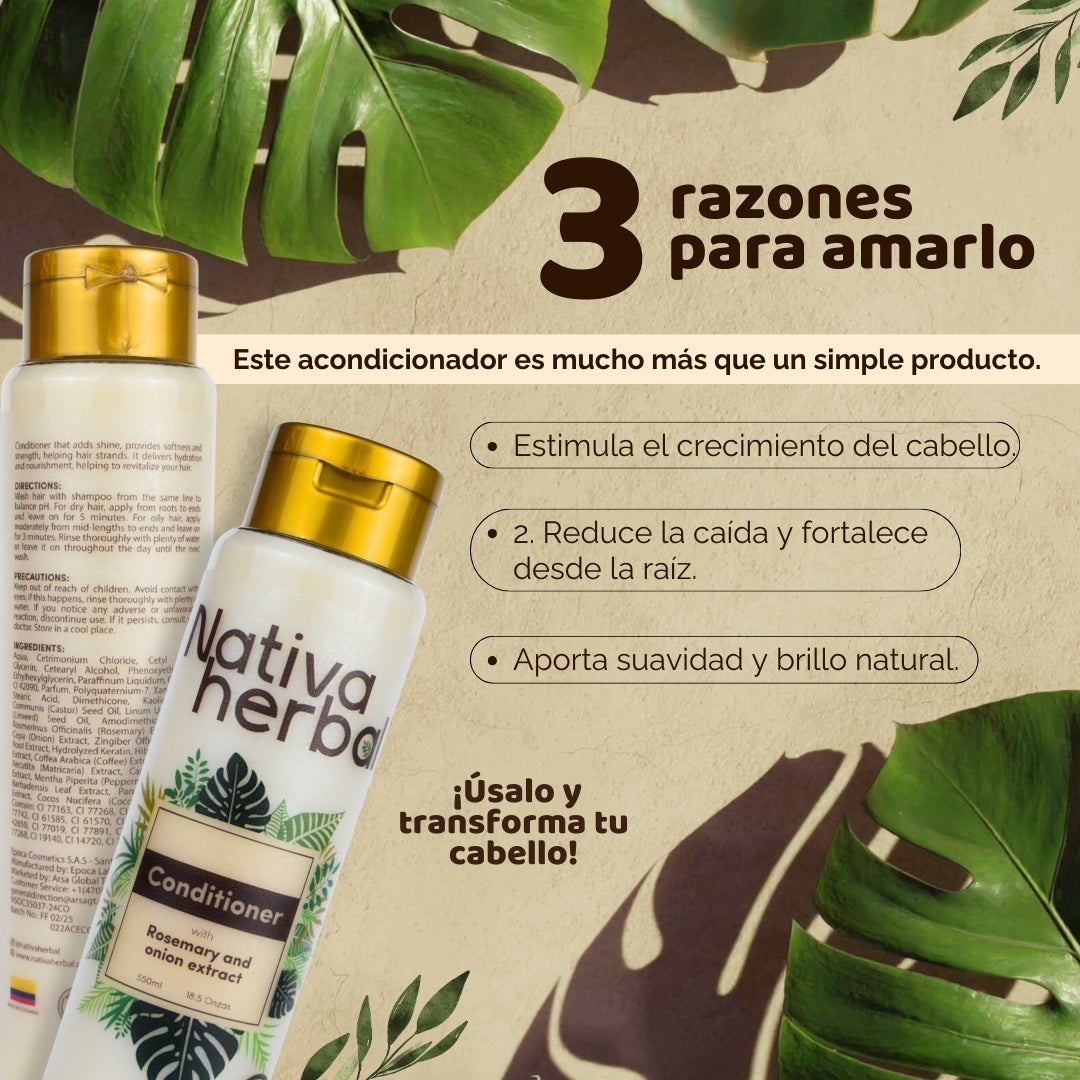NATIVA HERBAL ROSEMARY CONDITIONER WITH ONION EXTRACT 550 ML - NATIVA HERBAL