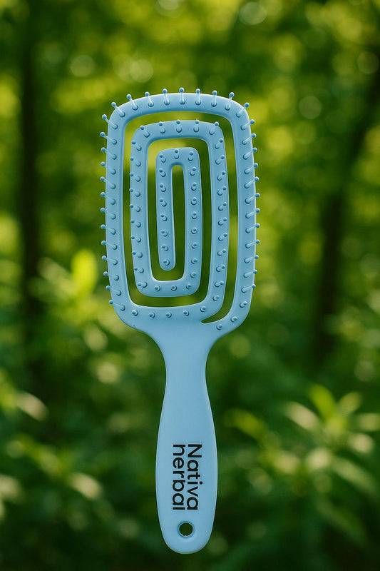 Nativa Herbal Detangling Brush - Elegant Rectangular Design for Effective Hair Care Unisex Tool 9x3x0.3 Inch