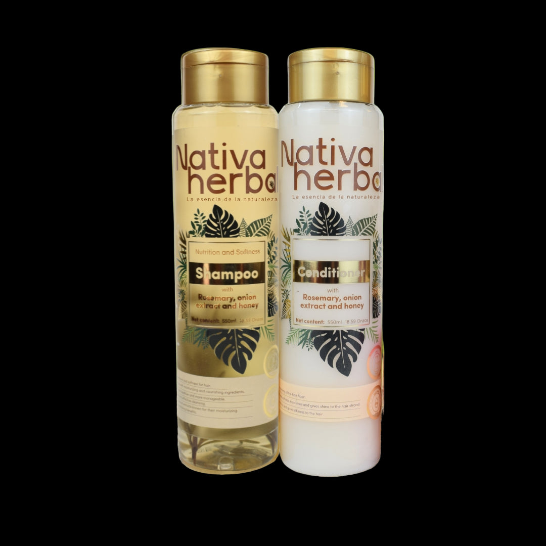 Nativa Herbal Rosemary Onion Shampoo and Conditioner Set 550ml.