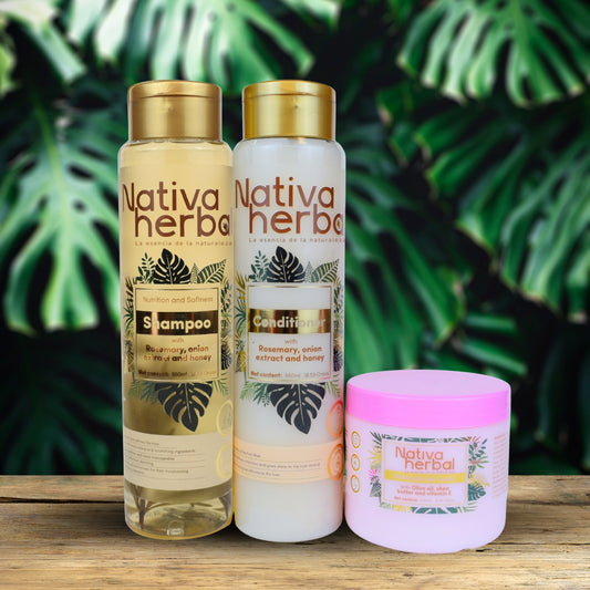 Nativa Herbal Hair growth and reconstruction kit Haircare Shampoo Conditioner Repair + Hair mask Soothing Cleansing Hair Care Set