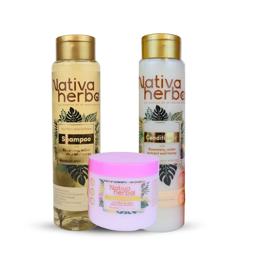 Nativa Herbal Hair growth and reconstruction kit Haircare Shampoo Conditioner Repair + Hair mask Soothing Cleansing Hair Care Set