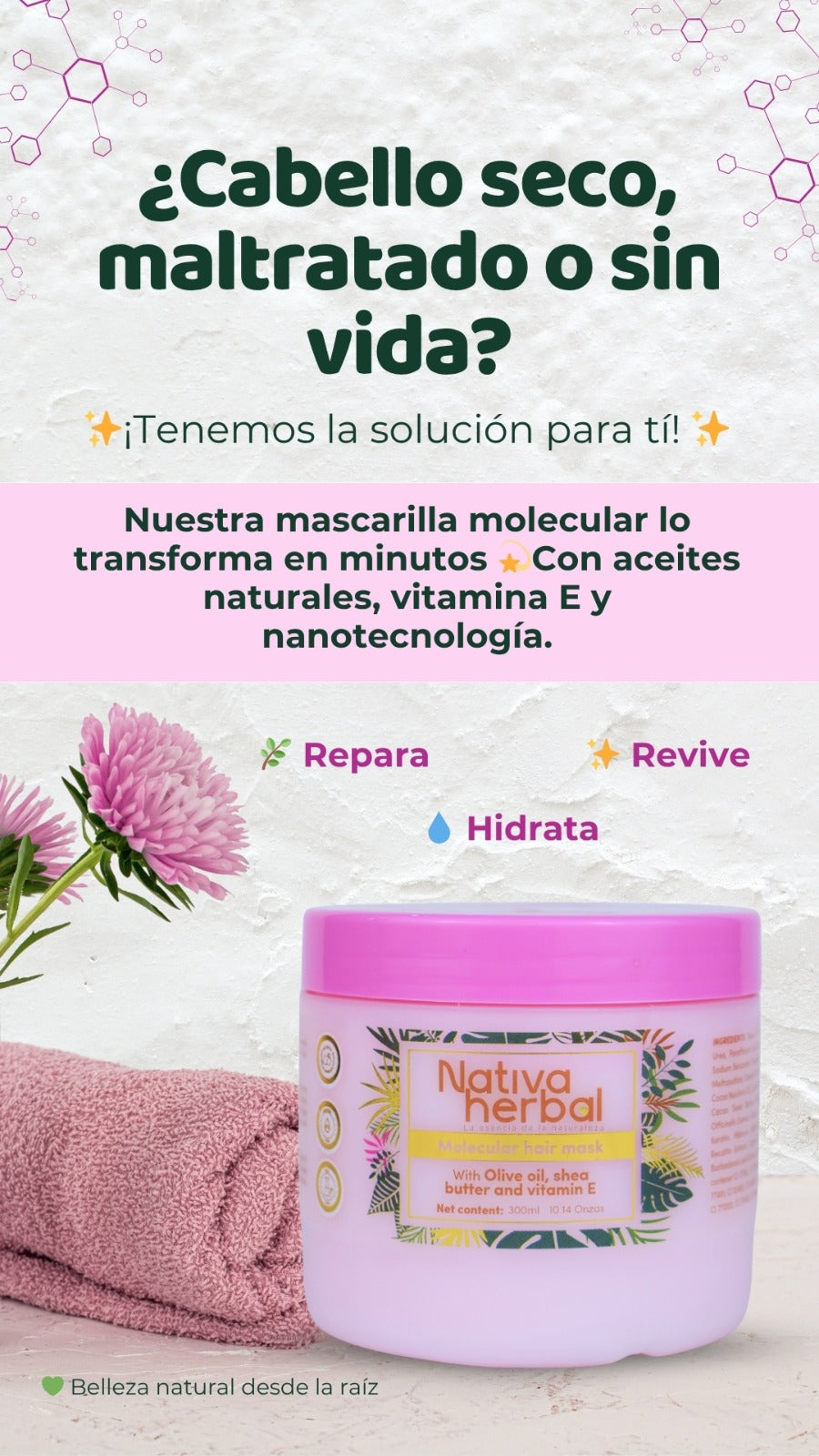 Nativa Herbal Molecular Mask for Hair repair