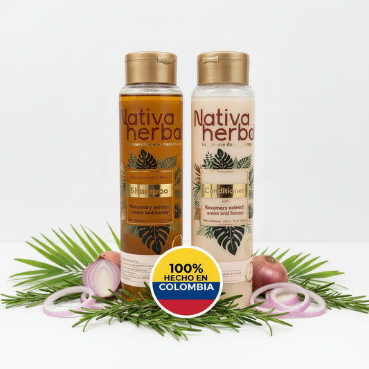 Nativa Herbal Rosemary Onion Shampoo and Conditioner Set 550ml.