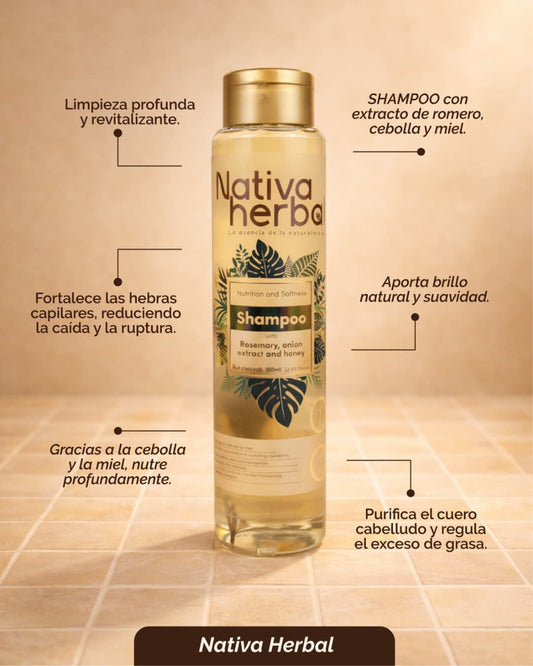 NATIVA HERBAL ONION , ROSEMARY SHAMPOO 550 ML.