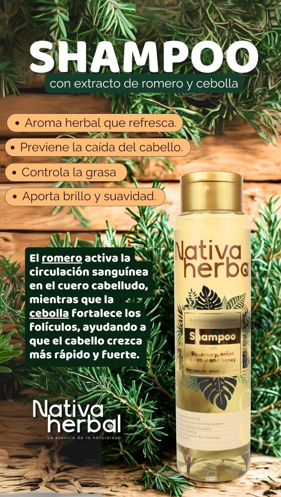 NATIVA HERBAL ONION , ROSEMARY SHAMPOO 550 ML.