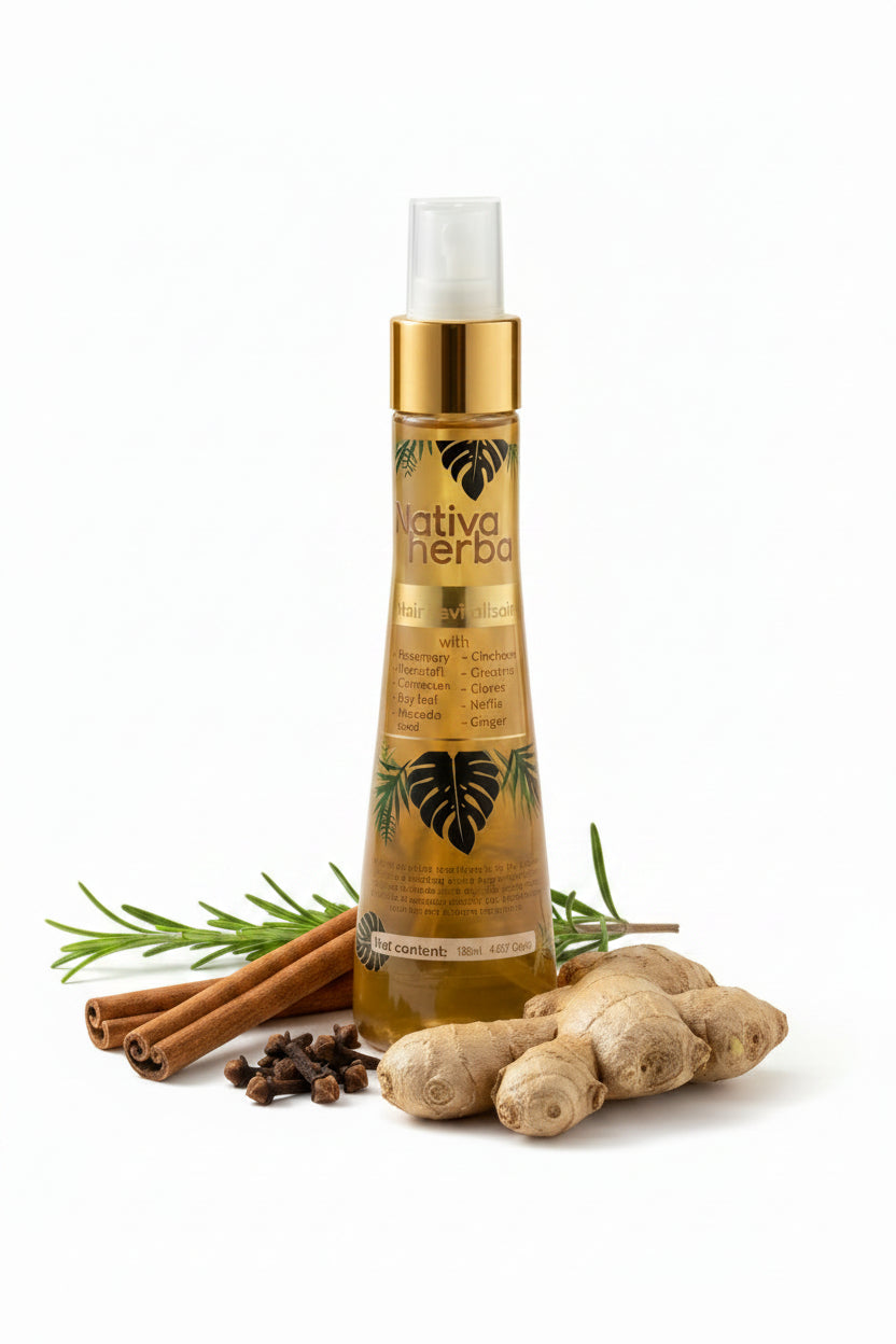 Nativa Herbal Hair Tonic Treatment for Hair Loss with Rosemary, Cinchona, Ginger Haircare