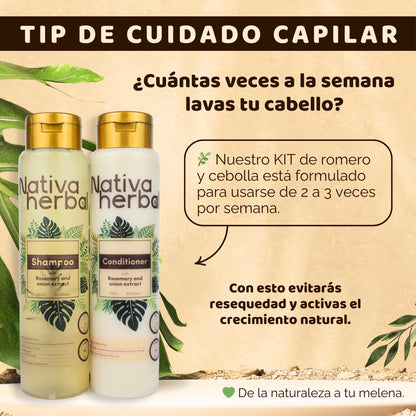 NATIVA HERBAL ONION, ROSEMARY SHAMPOO AND HAIR TREATMENT SET. - NATIVA HERBAL