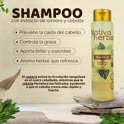 Shampoo de cebolla y romero colombiano