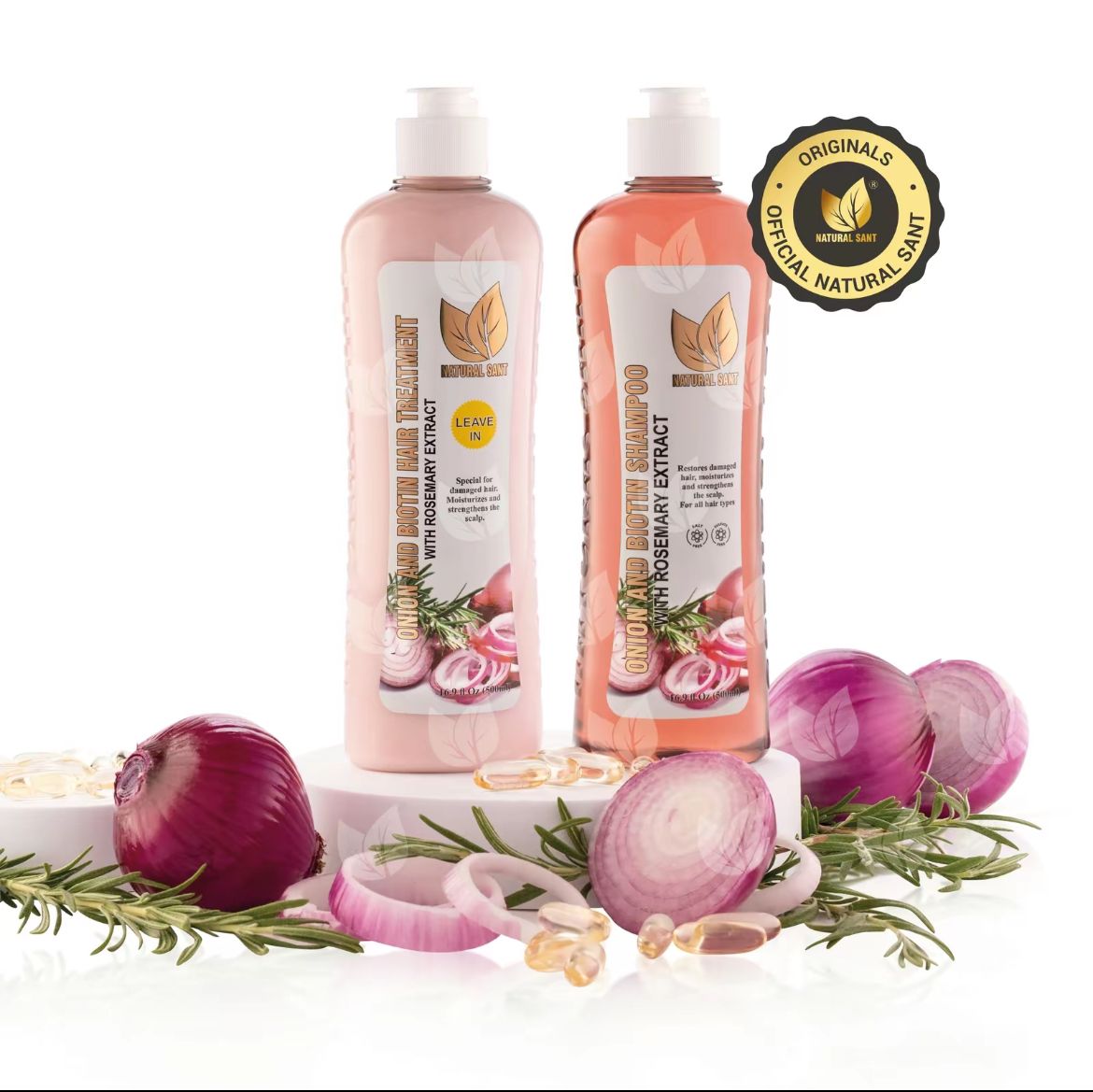 NATURAL SANT ONION, ROSEMARY SHAMPOO AND HAIR TREATMENT SET - NATIVA HERBAL