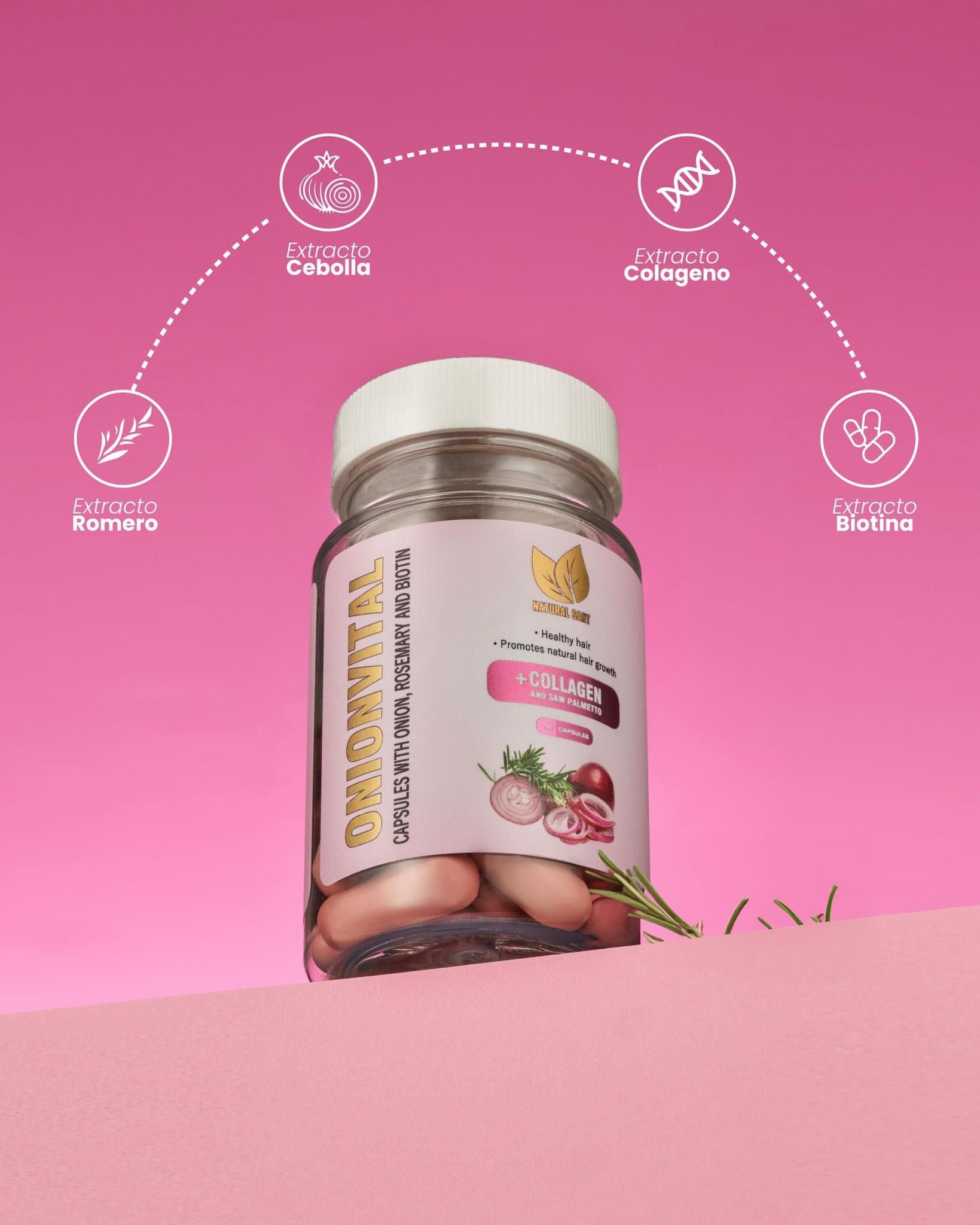 ONIONVITAL: Capsules with onion, rosemary, biotin and collagen - NATIVA HERBAL