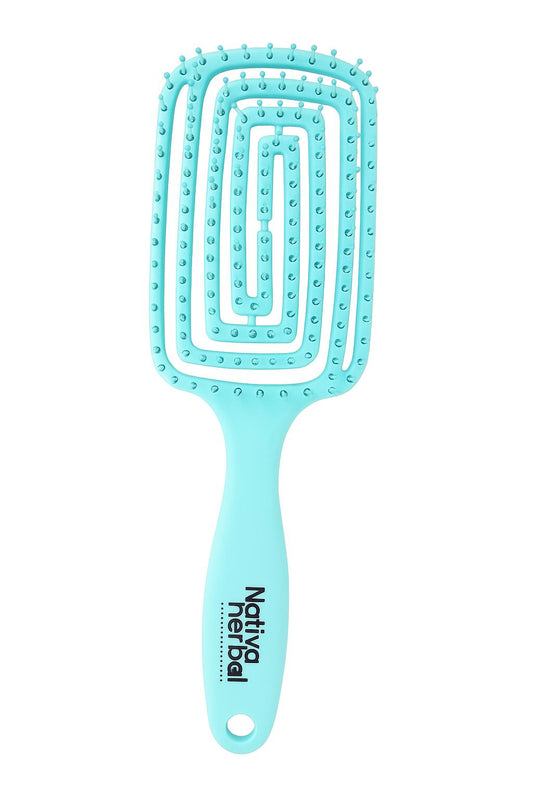 Nativa Herbal Detangling Brush - Elegant Rectangular Design for Effective Hair Care Unisex Tool 9x3x0.3 Inch