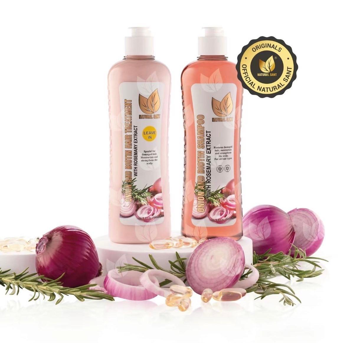 NATURAL SANT ONION, ROSEMARY SHAMPOO AND HAIR TREATMENT SET - NATIVA HERBAL