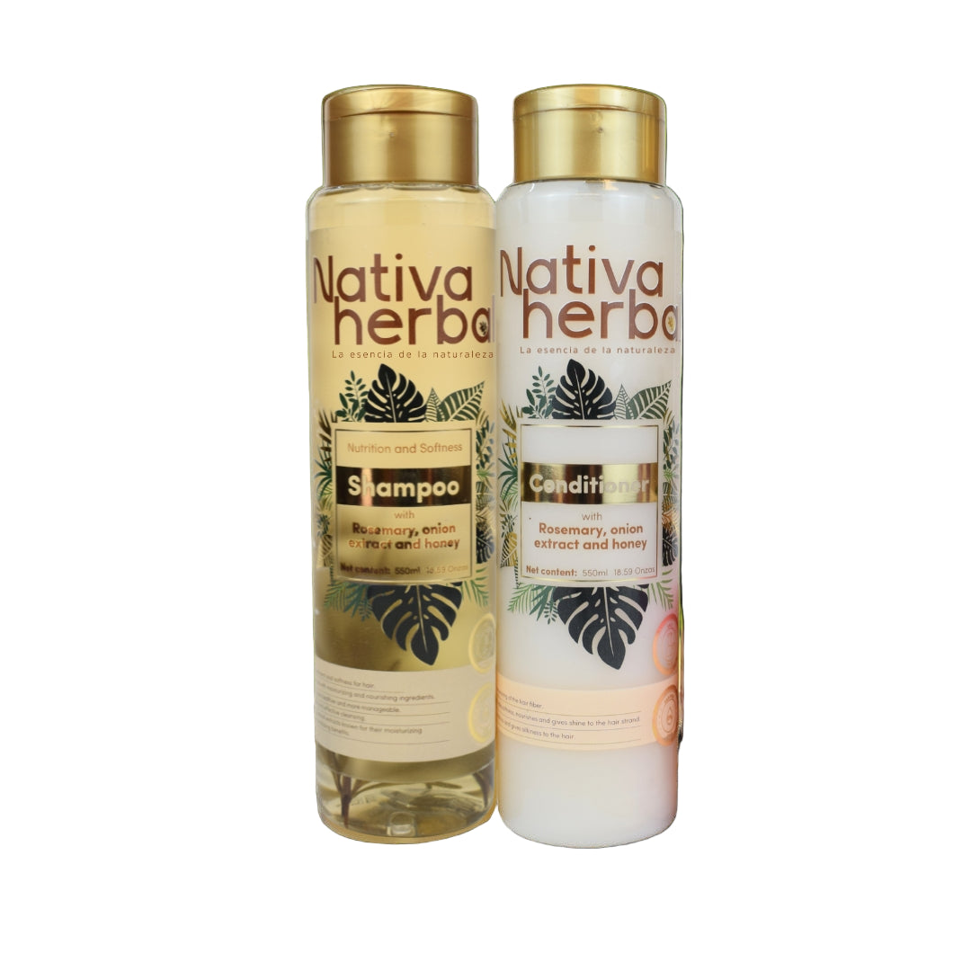 Nativa Herbal Rosemary Onion Shampoo and Conditioner Set 550ml.