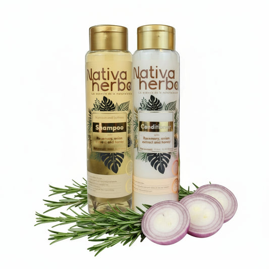 Nativa Herbal Rosemary Onion Shampoo and Conditioner Set 550ml.