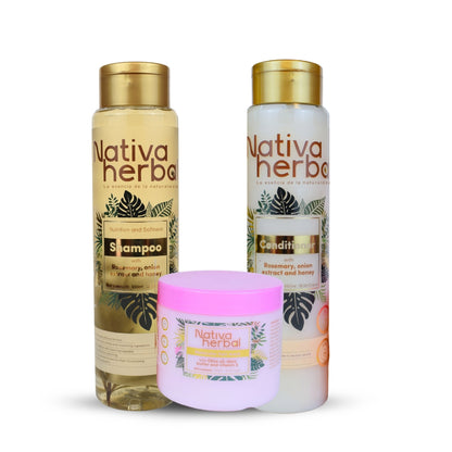 Nativa Herbal Hair growth and reconstruction kit Haircare Shampoo Conditioner Repair + Hair mask Soothing Cleansing Hair Care Set