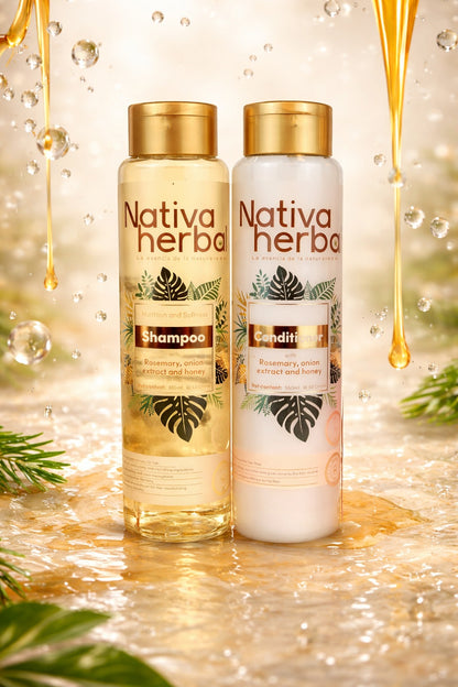 Nativa Herbal Rosemary Onion Shampoo and Conditioner Set 550ml.