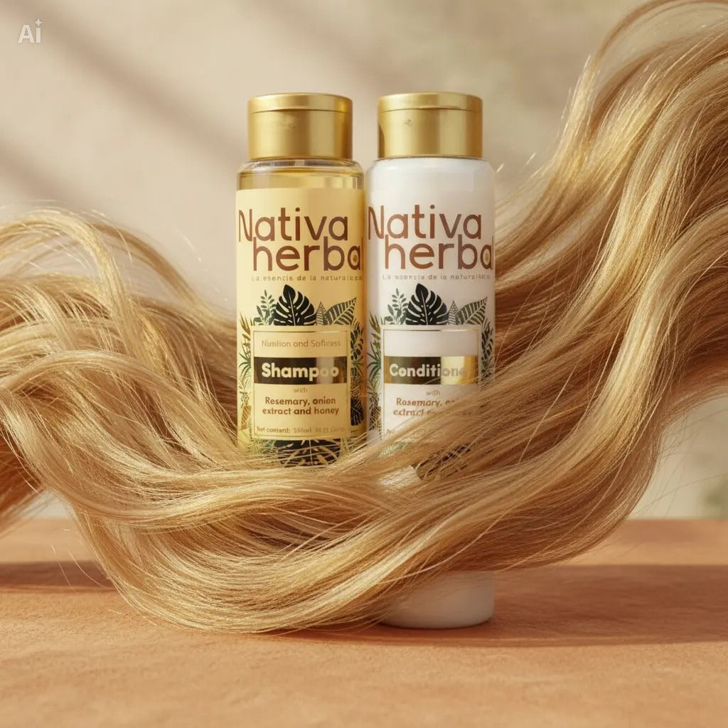 Nativa Herbal Rosemary Onion Shampoo and Conditioner Set 550ml.