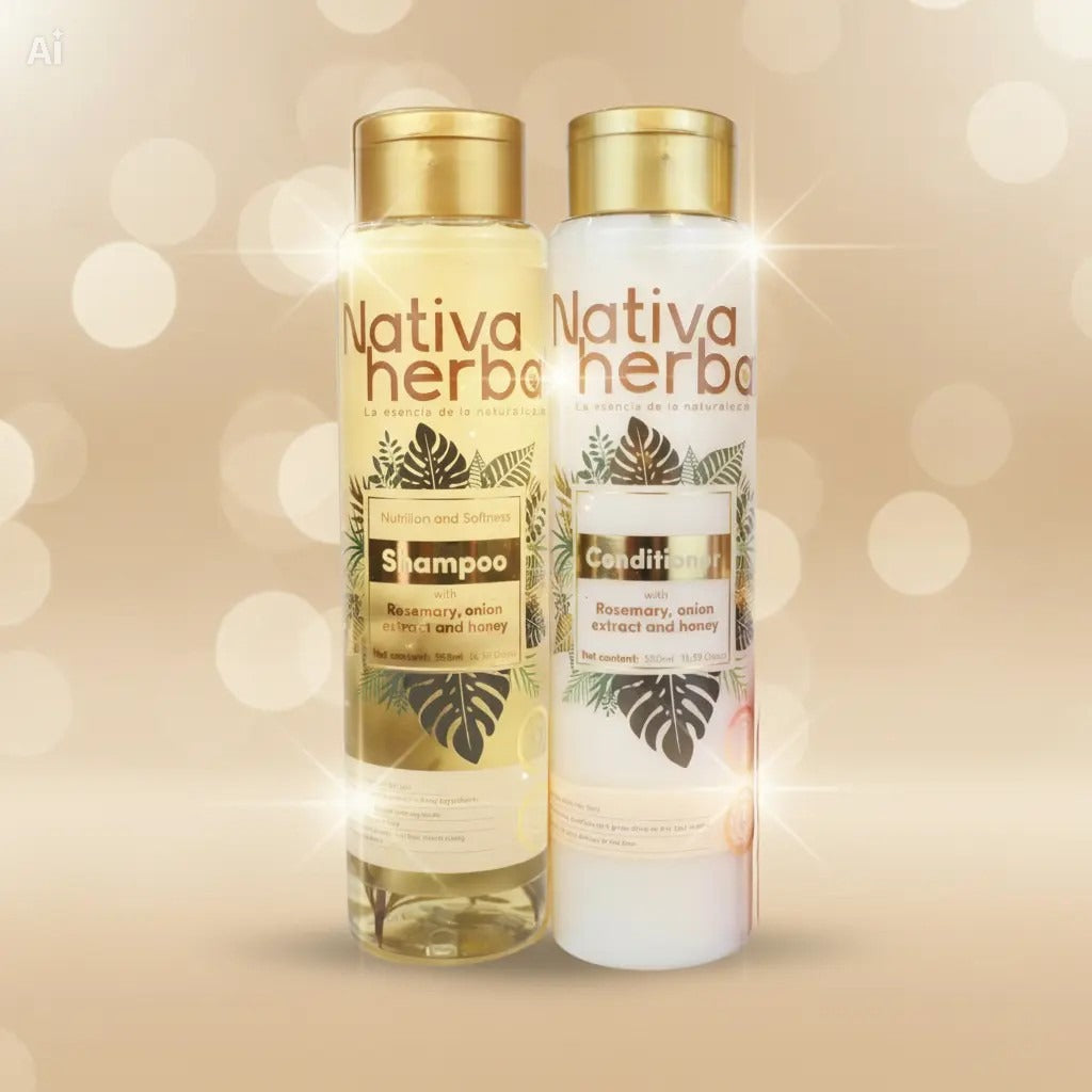 Nativa Herbal Rosemary Onion Shampoo and Conditioner Set 550ml.