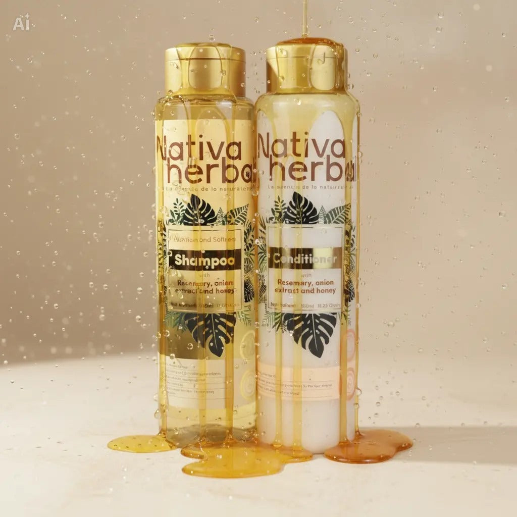 Nativa Herbal Rosemary Onion Shampoo and Conditioner Set 550ml.