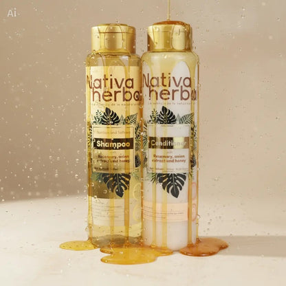 Nativa Herbal Rosemary Onion Shampoo and Conditioner Set 550ml.