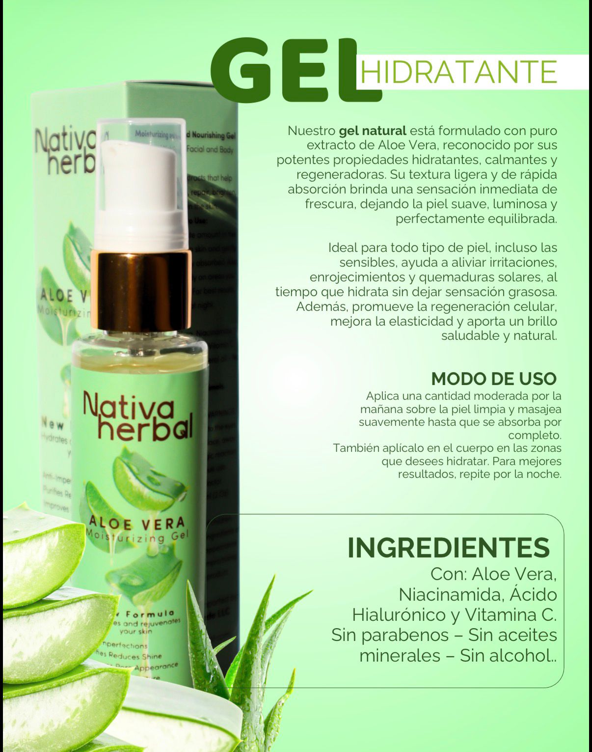 Nativa Herbal Aloe Vera Gel with hyaluronic acid