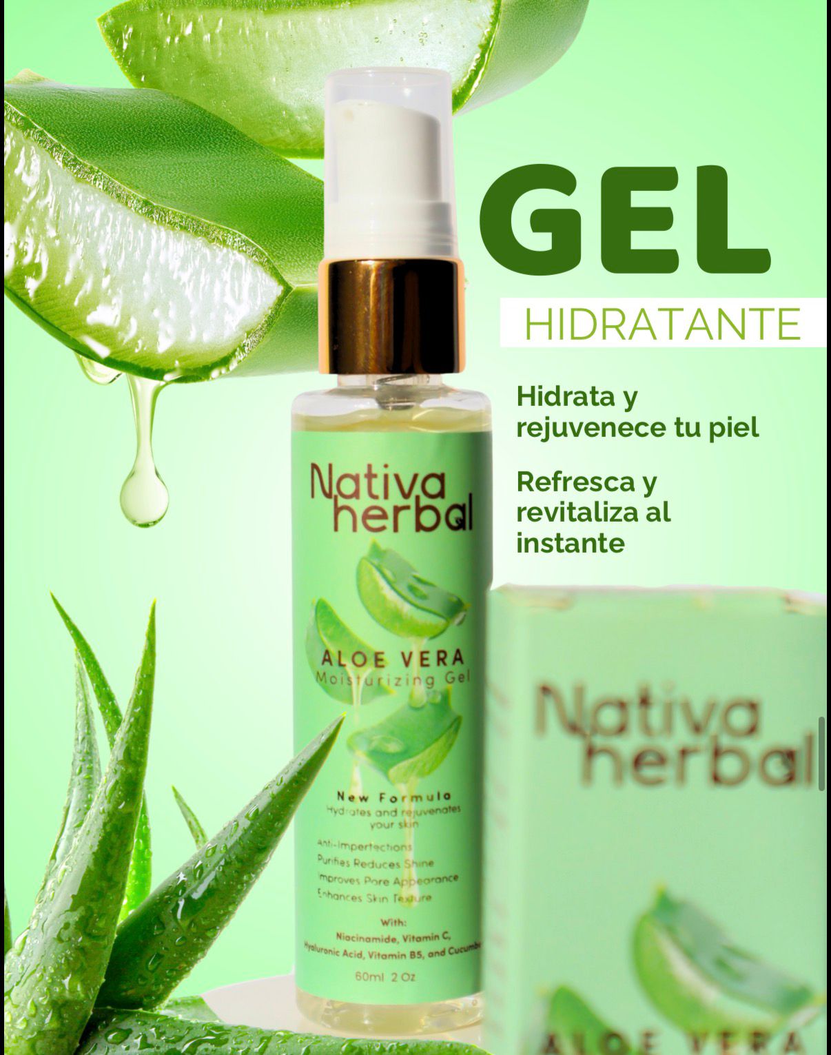 Nativa Herbal Aloe Vera Gel with hyaluronic acid