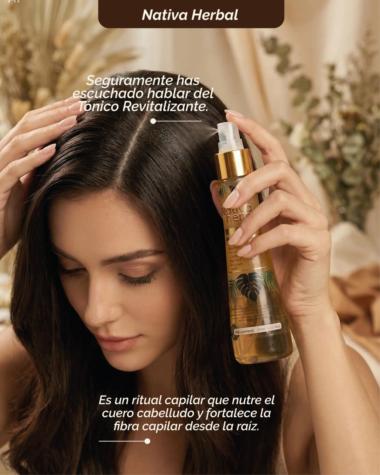 Nativa Herbal Hair Tonic Treatment for Hair Loss with Rosemary, Cinchona, Ginger  Haircare