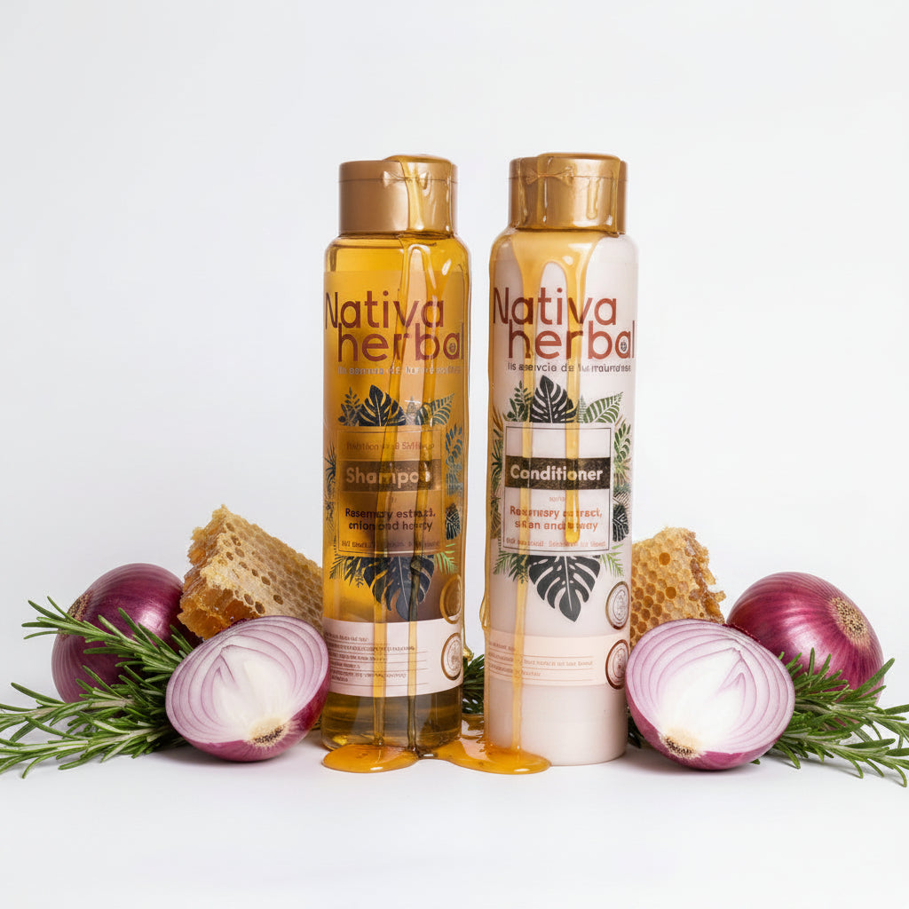 Nativa Herbal Set Rosemary Onion Shampoo and Conditioner Set 550ml.